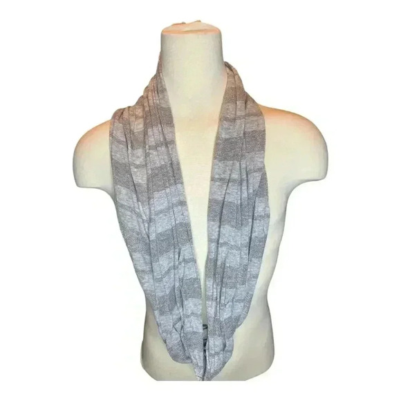 American Eagle Gray Metallic Striped Infinity Wrap Scarf - Picture 2 of 4